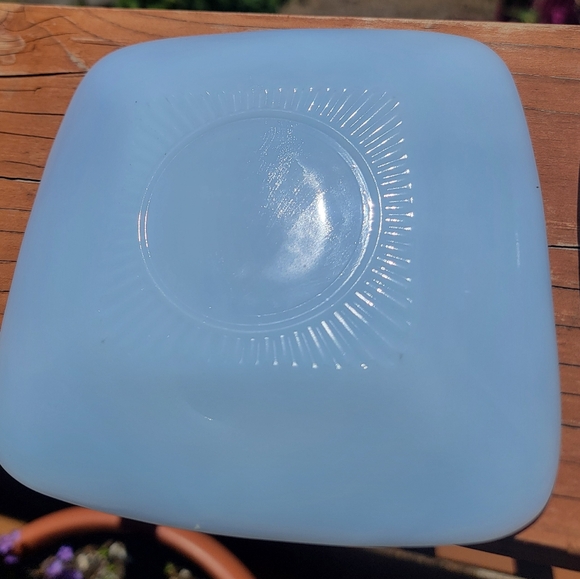 Vintage Fire King Square blue cups & saucers 1950's 8 pieces - Picture 3 of 5